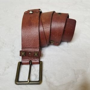 ⚜️ FOSSIL ladies Brown Leather Belt with Brass Buckle sz L